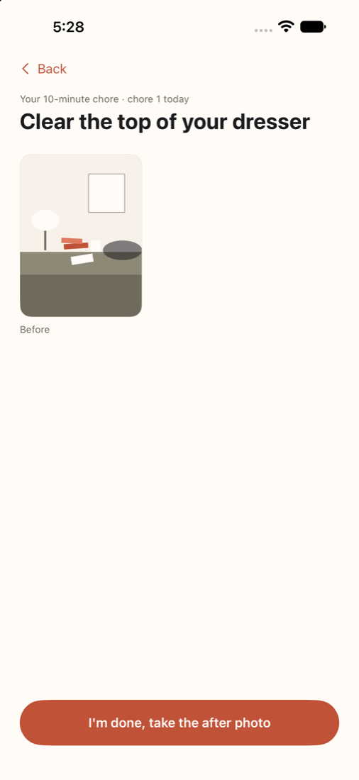 Chore-Sized Declutter on iPhone